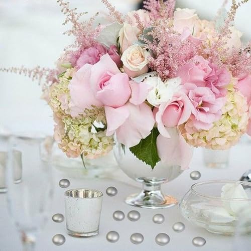 Image of HappyFiller 170 Pcs 0.6 inch Mini Silver Glass Gems Decorative Flat Marbles | Vase Fillers,Wedding Party Table Centerpieces,Candle Holder Pebble Stones,Arts Crafts,1 LB