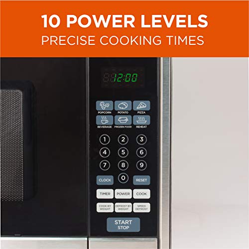 Commercial Chef Countertop Microwave, 1.1 Cubic Feet, Black With Stainless Steel Trim #TOP2