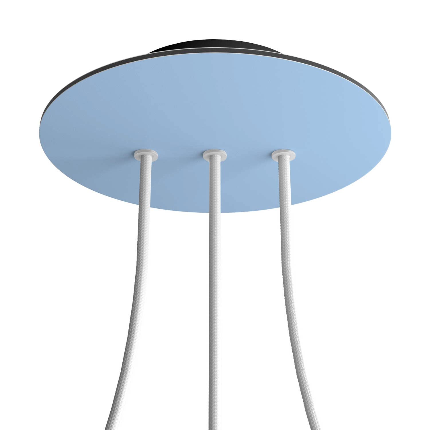 Diseña tu lámpara de techo ideal para el salón con el rosetón azul y negro