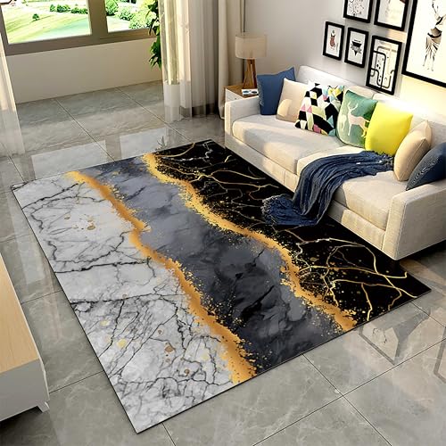 Tapete decorativo moderno negro gris dorado 5x8ft miniatura 3