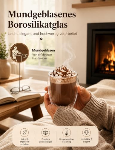 2er Set 350 ml Latte Macchiato Gläser Doppelwandig, Borosilikatglas – Bild 5