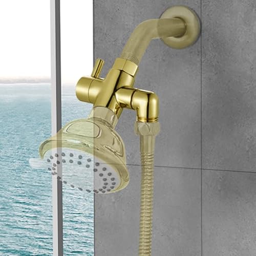 Brass Shower Diverter Valve For Handheld Shower Head And Fixed Spray Head G1/2 3 Way Universal Bathroom System Component Replacement Part, Polished Gold #TOP6