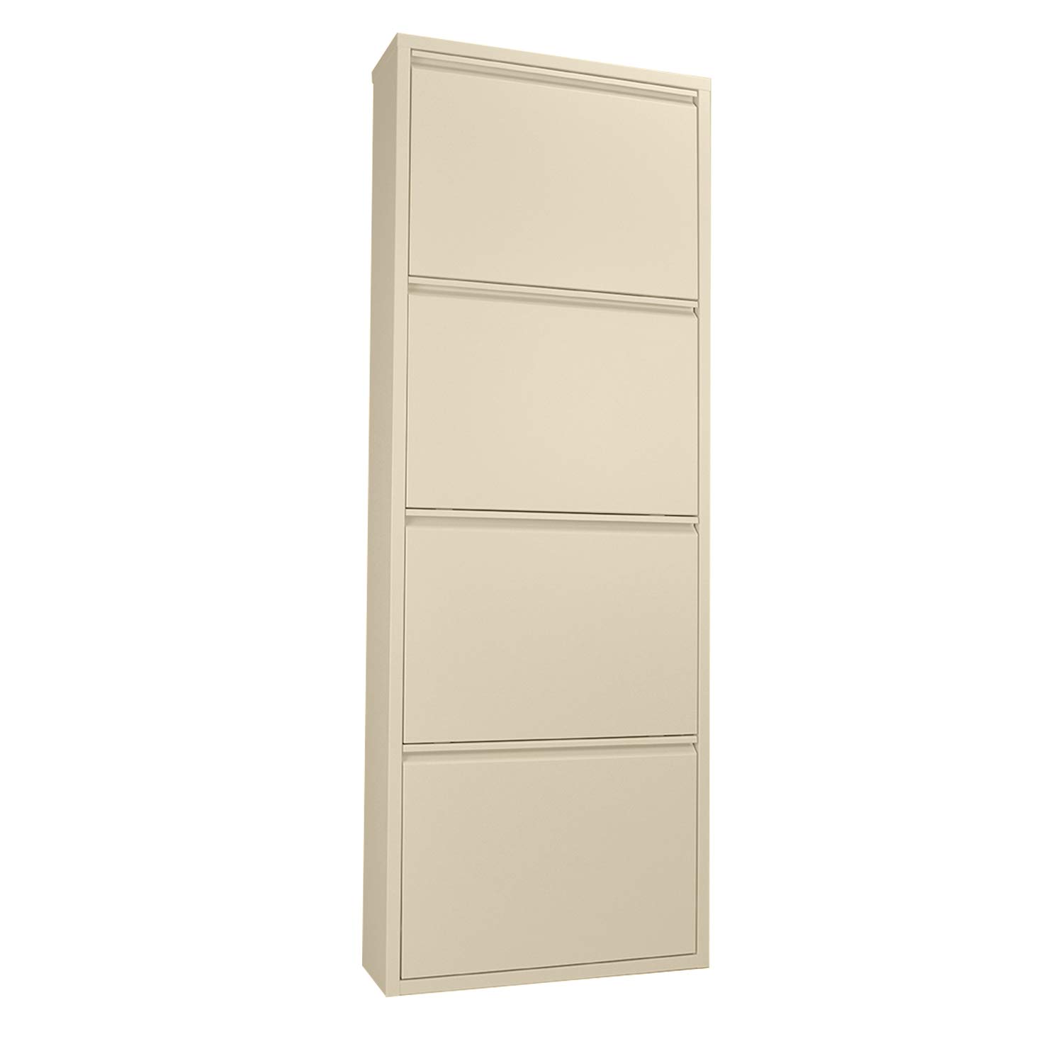 Betten-ABC Amelie – Moderner Schuhschrank, Platzsparend & Robust, Pflegeleichtes Metall, Kratzfest, Montiert geliefert, Farbe: Creme, Größe: Vier Klappen
