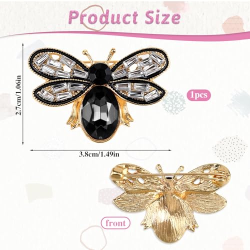 Image of Bee Brooch Pin, Honey Bee Rhinestone Pins Vintage Crystal Insect Themed Lapel Pins Stylish Accessories for Women Men Party Dating Daily