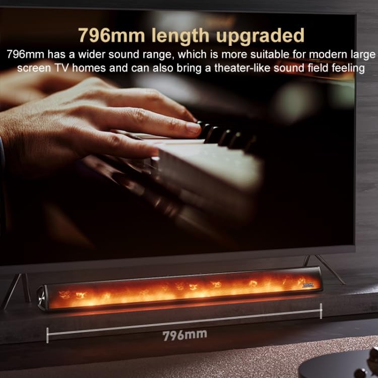 Image of WK LIFE BORN TO LIVE- 2024 with Luxury Feel D57 HiFi Quality Home Echo Wall Bluetooth Soundbar Speaker Home Theater Audio Music Center Flame Atmosphere Light 360 Stereo TV Speaker- Black