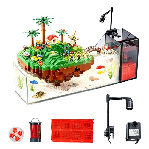 Chefoo Desktop Ecology Aquarium Tank 4Gal – Zero Maintenance Self Cleaning Fish Tank with Ceramic Bio Filtration, Smart LED Light, Crystal Clear Glass, Perfect for Betta & Home Office Decor