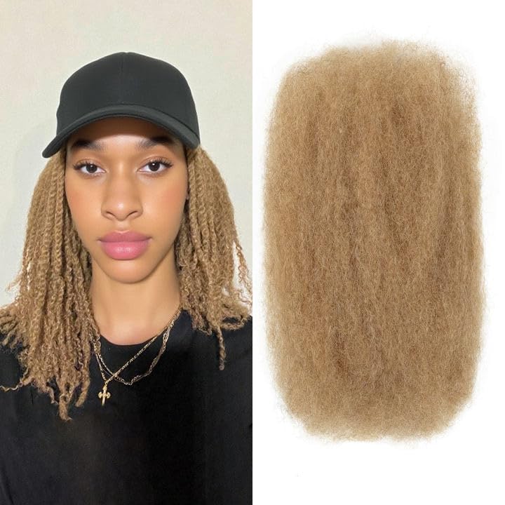 Afro Kinky Bulk Human Hair 4C Curly Hair for Locs/Mini Twists/Braids (12 inch) Honey Blonde