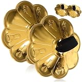 DEARMAMY Finger Cymbals Lightweight and Easy to Hold for Belly Dance 2 Pairs Copper with Plum Blossom Lace Design for Dancer Party and Belly Dancing Performance