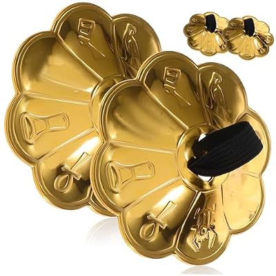 Homoyoyo 2 Pairs Finger Cymbals Copper Belly Dancing Hand Cymbals Lightweight Easy to Hold Musical Percussion Instrument for Dancer Party