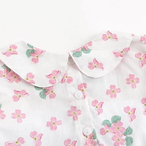 Curipeer Toddler Girl Dress Summer Floral Smocked Dresses for Little Girls Short Sleeve Playwear Sundress 4T — view 6