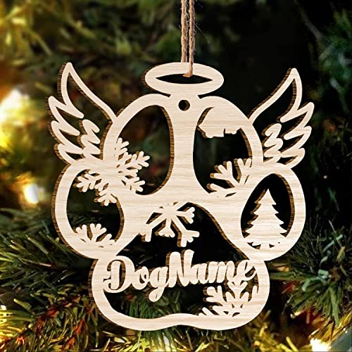 Mostefy Personalized Wooden Dog Cat Paw Ornament Christmas, Custom Dogs Cat Pet Name Ornaments, Customized Memorial Dog Ornament For Christmas Tree, Decoration Gift Wood Hanging Ornament Décor (Dog 2) #TOP4