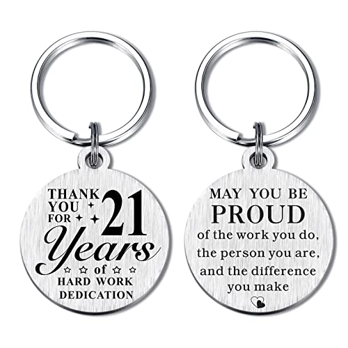 ABNTY 21 Year Work Anniversary Employee Gifts, 21st Work Anniversary Decorations, Thank You 21 Years Employee Anniversary Keychin Gifts