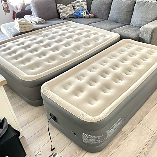 Let's Camp Air Mattress Camping Airbed With Electric Pump 18" Twin Inflatable 150 Seconds Quick Self-Inflation Waterproof Pvc Fabric Portable For Camping,Travel, Home Sleeping, Outdoor, Guests, Rv #TOP1