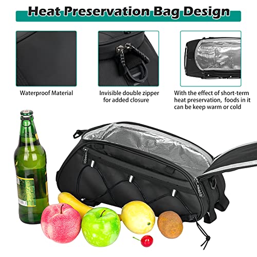 Kannino Bike Rack Bag 3 In 1 Waterproof Bike Trunk Bags Bicycles Rear Rack Pannier Bag 10L Bike Saddle Bag With Reflective Trim Bike Pannier Storage Carrier For Outdoor Travelling Camping Commuting #TOP4