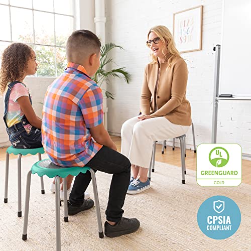 Image of ECR4Kids Daisy Stackable Stool Set, Flexible Seating, Seafoam, 8-Piece