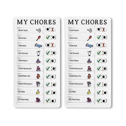 2 Pieces Chore Chart for Kids,Portable Chore Chart Memo Plastic Board, Detachable Message Board, Memo Checklist Plan Board Detachable Plastic for Home Reusable Chore List Cover