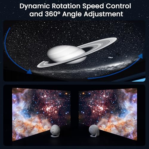 YUNRAY Galaxy Projector, Star Projector Planetarium Bedroom, Space Projection Night Light with 1 HD Disc, Timer & Rotation, Creative Lighting for Kid Adult Ceiling Decor Birthday Christmas Gift — view 5