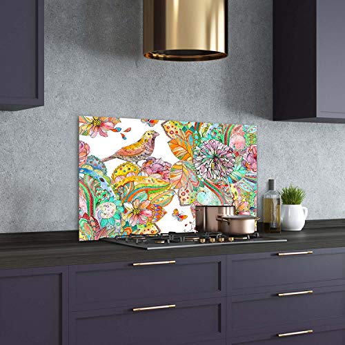 Fond de hotte multicolore oiseau pour sublimer votre espace cuisson - 3