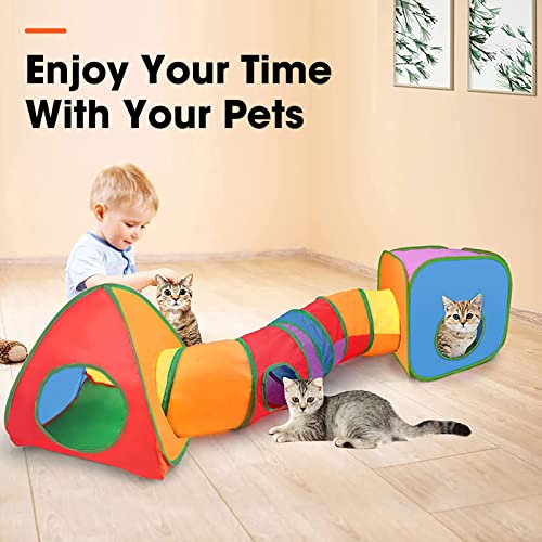 Cat Tunnel Toys，Folded And Interactive Indoors Toy.cat Tunnel，Easy To Store Tents And Cubic Tunnels.three-In-One Colorful Tunnel Cat Toys，Suitable For Pet Dogs, Rabbits And Cat Tunnels #TOP1