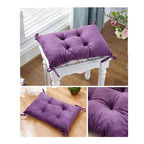 Jingxin Crystal Velvet Fabric Chair Pad Rectangle Stool Cushion Students Seat Pad,With Ties - 11.8 X 17.7 Inch,Purple #TOP2