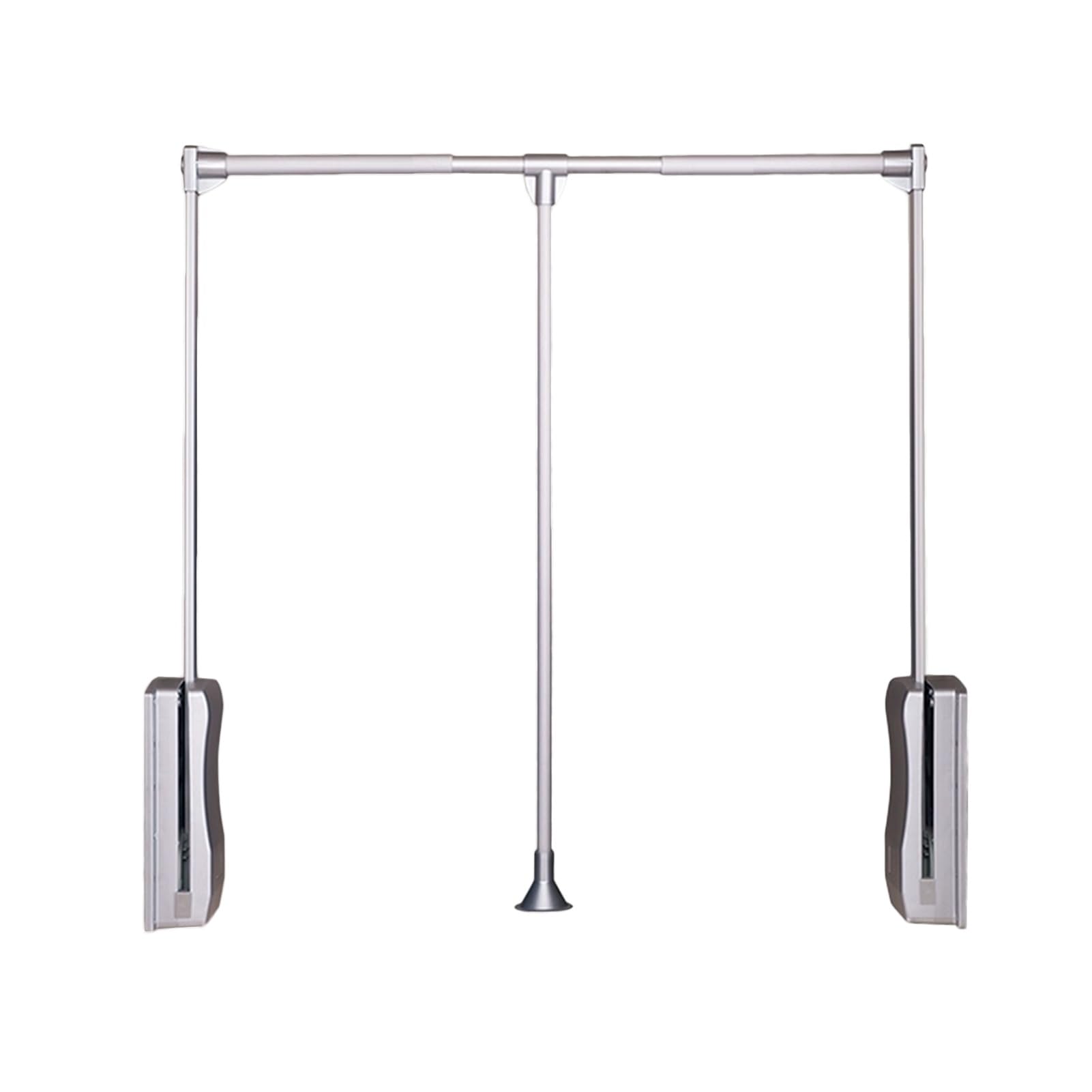 GTHTUHFD Adjustable Pull Down Closet Rod - Wardrobe Rail Organizer For Hanging Clothes, Load-Bearing 20Kg, Fits 520-1220Mm - Easy Access Storage Solution Silver-670-900mm