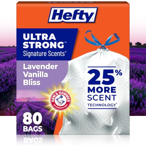 Hefty Ultra Strong Signature Scents 13G Trash Bags, Lavender Vanilla, 80ct