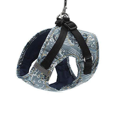 BLEVET Reflecantes Arnes Perro Pecho Grande/Mediano/Pequeño con Lineas Chaleco Acolchado Ajustable MZ089 (M, Light Blue)