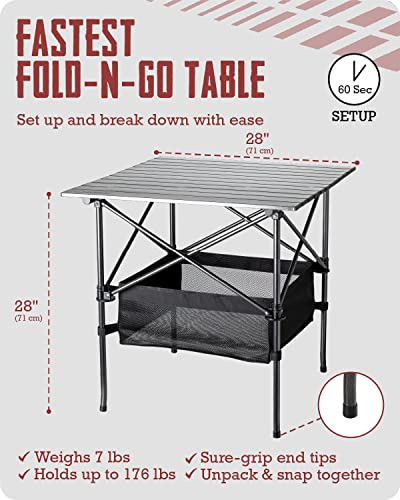 Trailbuddy Folding Camping Table - Small, Aluminum, Foldable Tables With Carry Bag Included - Lightweight And Portable For Beach, Picnic, Tailgate & Outdoor Use, 28In X 28In X 28In #TOP4