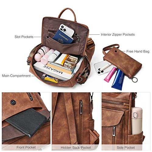 Image of Shrrie Backpack Purse for Women Fashion Leather Backpack Purse Designer Travel Backpack Convertible Shoulder Bag with Wristlet