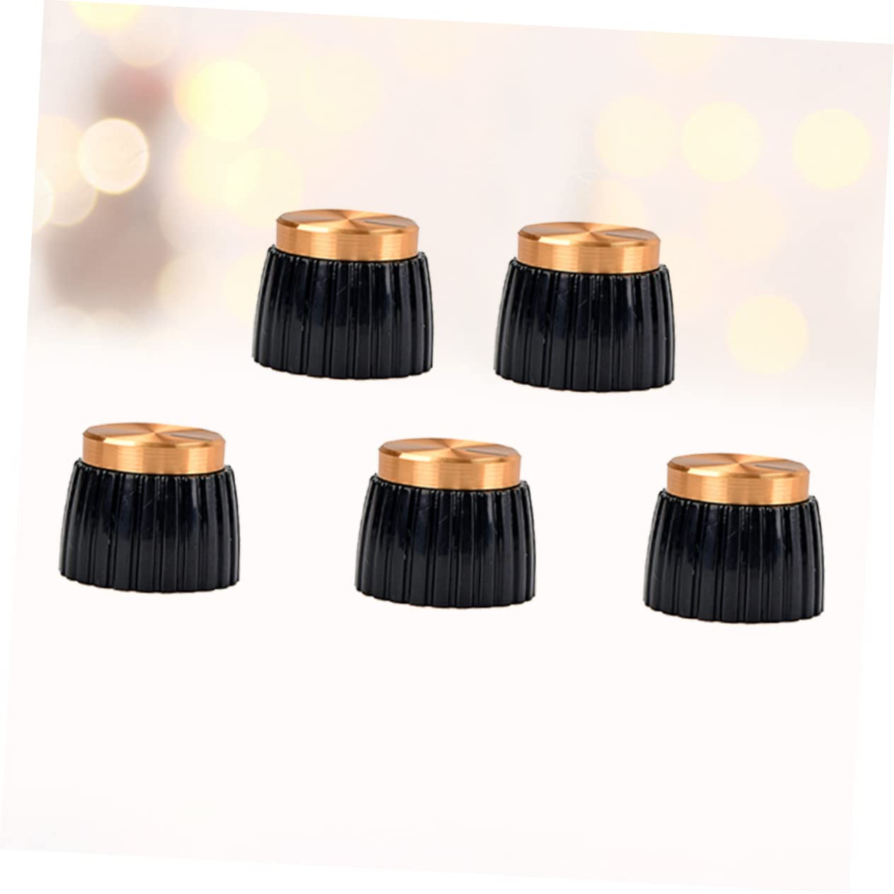 ibasenice Set of 5 Guitar Volume Tone Knobs Gold Face Black Base Universal Fit for Amplifiers 15.6mm Top 19.5mm Base Diameter