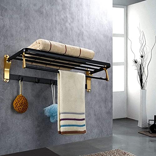 Tige de suspension de bain porte-serviettes mural multifonctionnel or