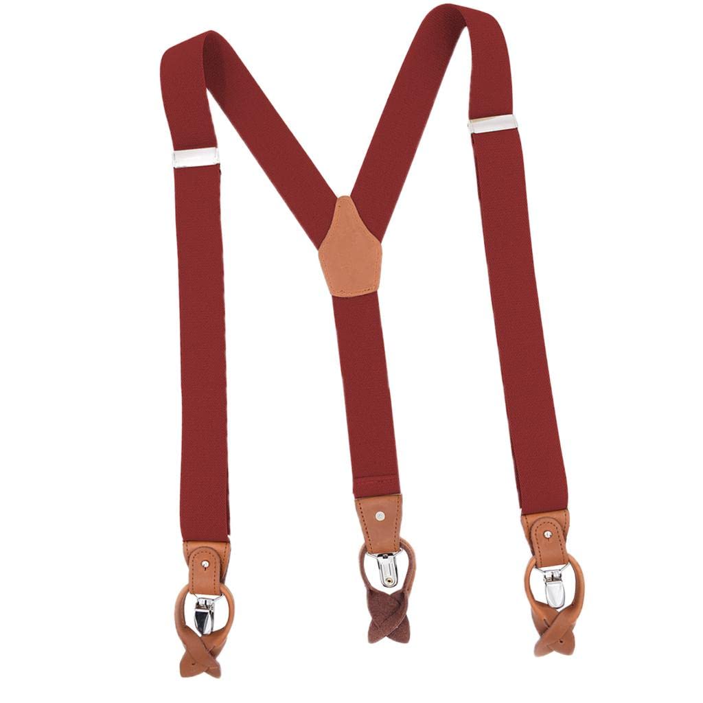 FABLOFT Vintage Men's Y Back Suspenders with Strong Clips Leather Joint Red Wine|1 Piece -Back Suspenders| Suspenders Braces| Suspenders Braces| Mens Accessories |Clothing Shoes & Accessories-image-16