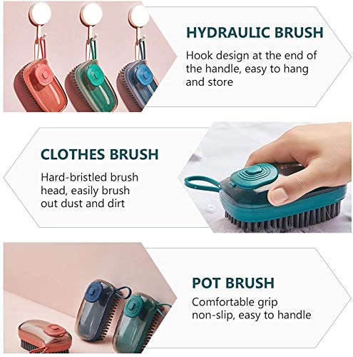Image of YANCI ABS Plastic Multifunctional Liquid Soap Dispenser Soft Bristles Laundry Brush / Kitchen Cleaning Brush / Bathroom Brushes for Cleaning Metal Cookware, Clothing, Bathtubs, Shoe (BLUE, 1 Pieces)