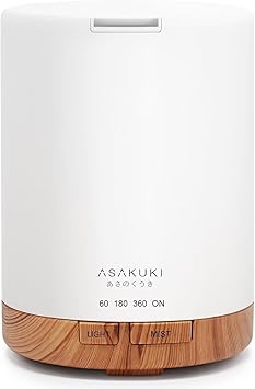 ASAKUKI 300ML Essential Oil Diffuser, Quiet 5-in-1 Premium Humidifier, Home Fragrance Aroma Diffuser with 7 LED Color Changing Light and Auto-Off Switch -Light Brown - image, photos