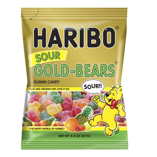 Haribo Sour Gold Bears Gummies Bag, 4.5 oz