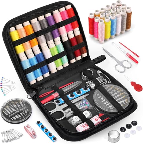 Image of VERAT 85 Pcs Sewing kit Box Tailoring Accessories Sui Dhaga Kit /Thread Box Set for Sewing Machine /Needle Threader Tool /Needles /Threads, Scissors /Buttons /Scissors /Tape /Travel /Stitching Items Box for Home