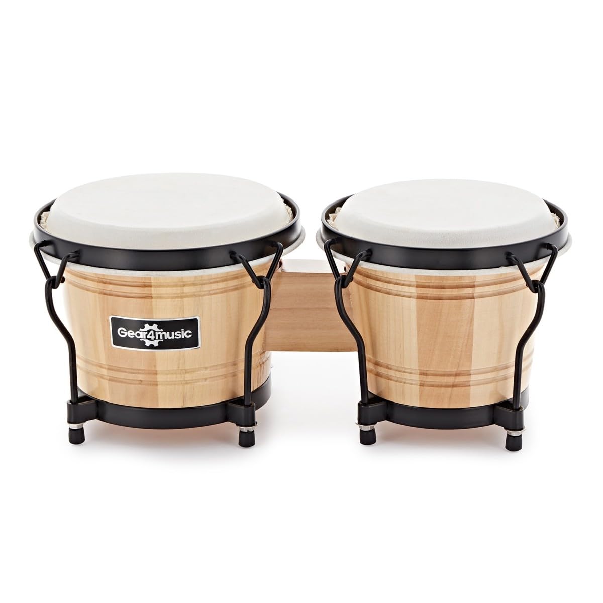 Bongo-Set 6" + 7" von Gear4music | Robuste Lindenholzkonstruktion, Schwarz-Chrom-Hardware-Finish, Ideal für Kinder und Klassenzimmer, Naturfelle