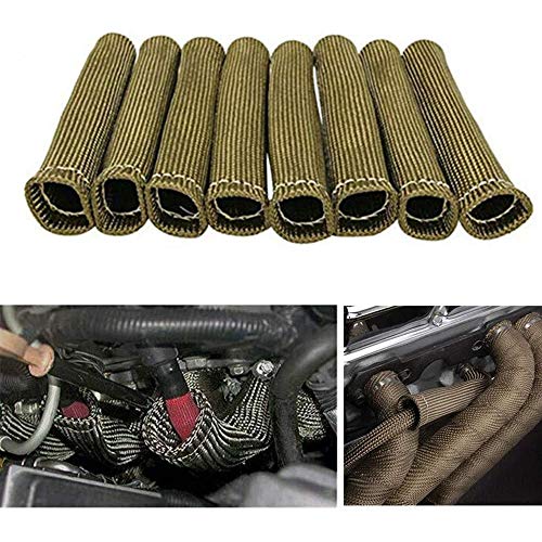 SZMWL Spark Plug Wire Cover Boots 2500 Degree Heat Shield Protector Sleeve 8-Pack(Titanium)
