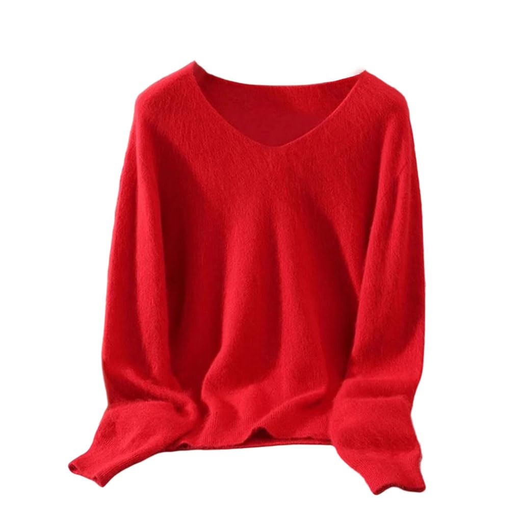 Women Cashmere Sweater Womens Knitted V-Neck Long-Sleeved Slim Sweater