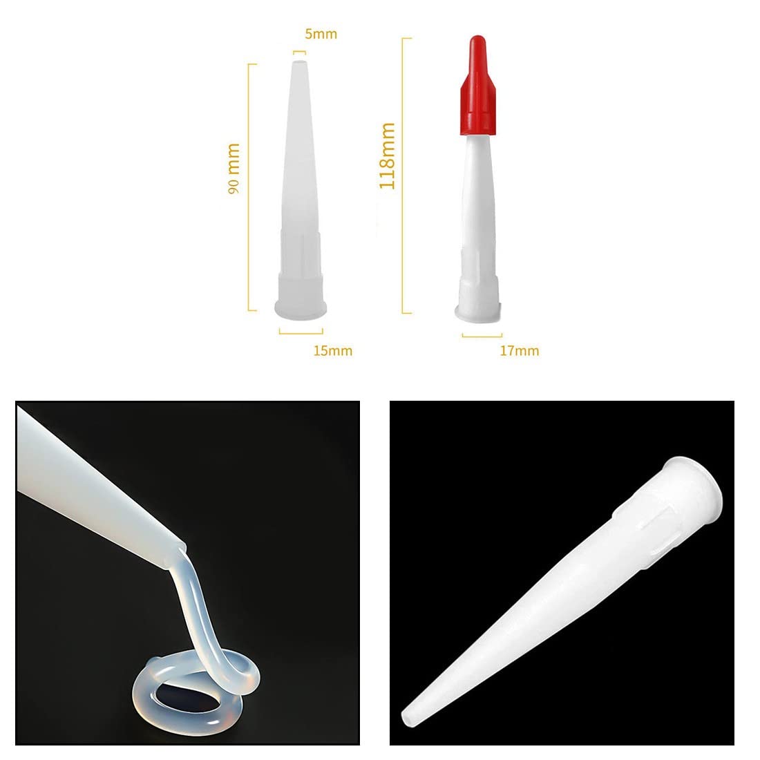 10 Beccucci In Silicone Per Cartuccia Sigillante - Ugelli Di Ricambio Per Calafatare - Foto 2