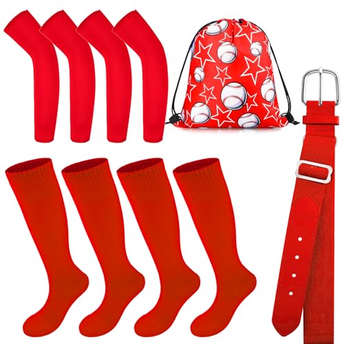 Youth Baseball Softball Socks Arm Sleeves - Ball Game Belt Combo Set,Drawstring Bag Boys Girls