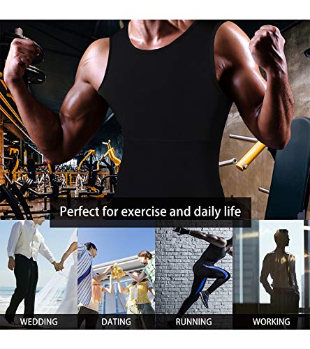 Men Sports Compression Shirt Shapewear Body Shaper Vest To Build Muscle Shape (Black Compression Tops, 4Xl) #TOP5