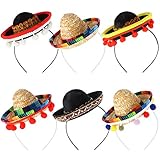Aliyaduo 6 Pcs Mini Mexican Hats Sombrero Party Hats Mini Straw Hat for Fiesta Carnival Mexican...