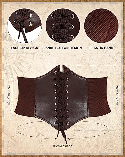 Jiuguva Women's Renaissance Corset Waist Belt Medieval Viking Belt Medieval Leather Belt Pouch Costume Accessories3