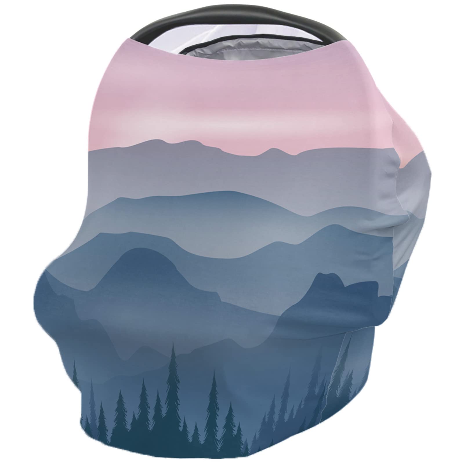 Nursing Cover for Breastfeeding Scarf, Mountains Purple Trees Scissors Baby Car Covers Super Soft Multi Use for Canopy Shopping Cart Cover Blanket Stroller Cover