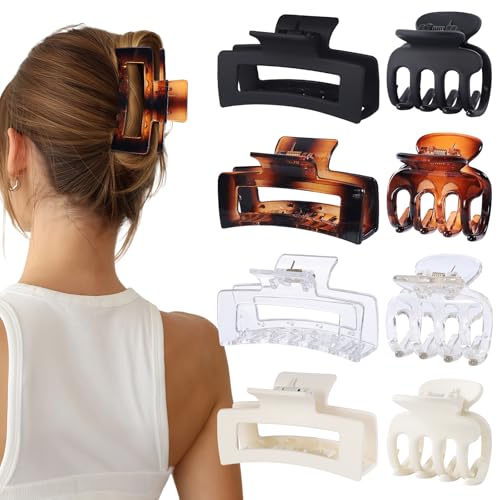 SMKSL 8 Pcs Hair Clips for Women Medium Small Claw Clips for Thin Thick Curly Hair Strong Hold & Non-Slip Jaw Clips Stylish Hair Accessories Ideal Gifts for Women Girls (Transparent)