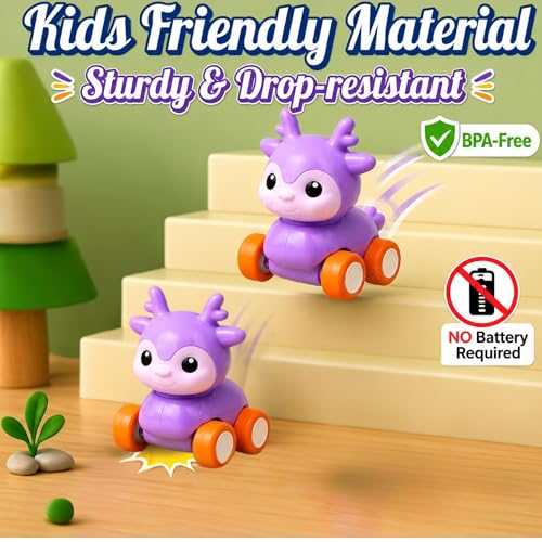 Image of GRAPHENE Press & Go Deer Animal Toy [Deer] for 6-24 Months Kids Toddlers Friction Powered with 360 Rotation Baby Racing Car Birthday Gift Toy Boys Girls (Multicolor)