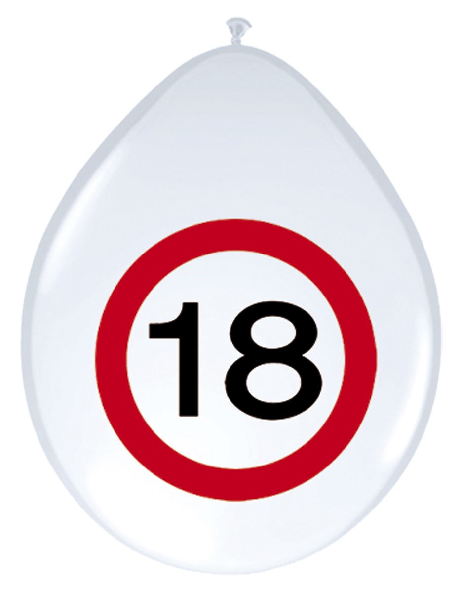 Folat - Traffic Sign Birthday Balloons 18 years - 12In / 30cm - 8 pieces