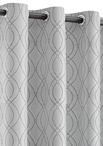 Image of Yellow Weaves 1 Pc Jacquard Oval Eyelet Long Door Curtain - Perfect for Home, Office, Bedroom, Living Room & Balcony - 7 Feet (Silver)