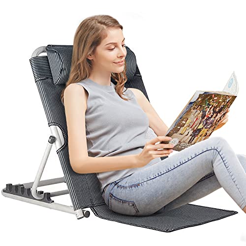 QNLONG Bed-Backrest for Sitting Up in Bed for Adults,Adjustable Floor-Chair for Reading-with Pillow Patient Care Bed Chair for Sitting Up in Bed Foldable Breathable Fabric 7- Gears Adjustable.